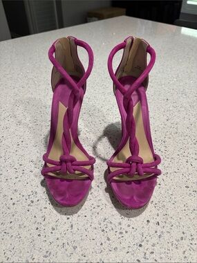 Brian Atwood Priscilla Pink Knot-Strap High Heel Sandals